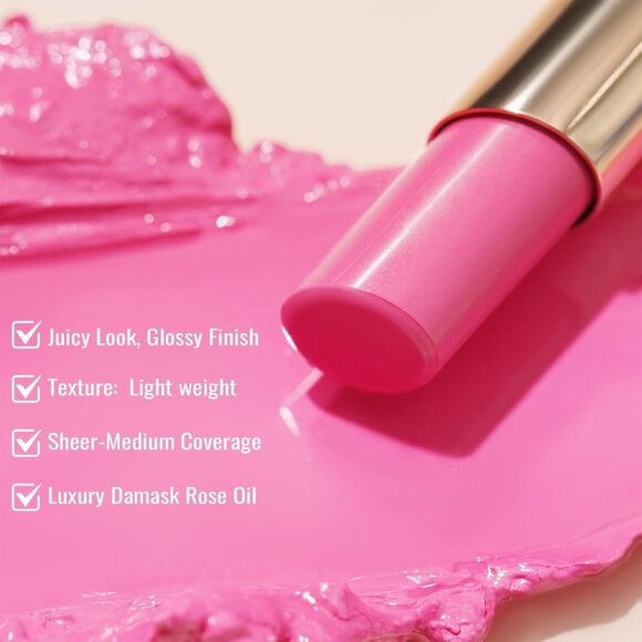🆕 Bright Cool Pink Lipstick Moisture Shine Tinted Lip Balm Vegan Cruelty-Free - Picture 4 of 10